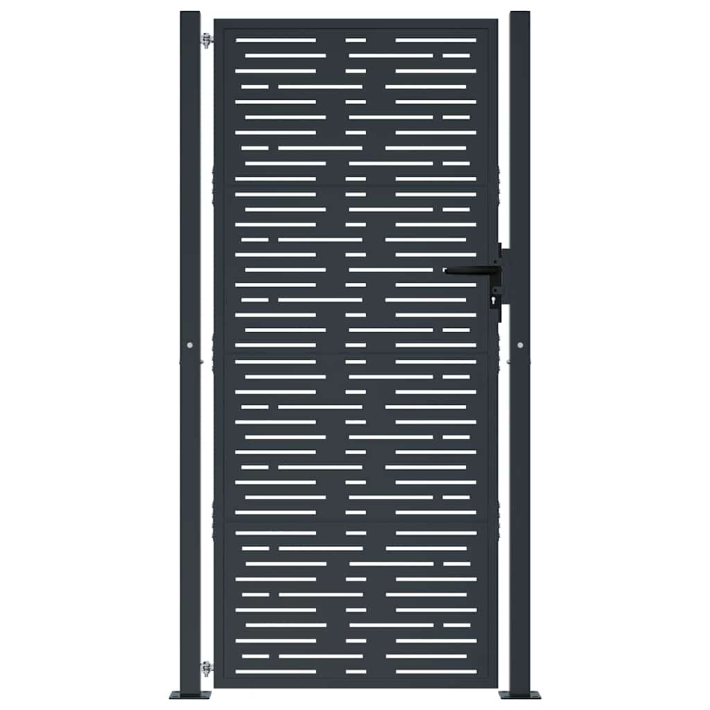 vidaXL Πόρτα Κήπου Ανθρακί 100x200 εκ. Ατσάλινο Τετράγωνο Σχέδιο