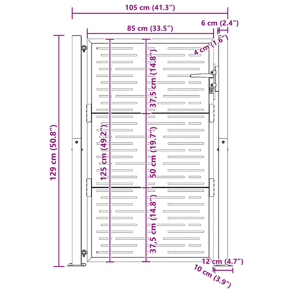vidaXL Πόρτα Κήπου Τετράγωνη 100x125 εκ. από Ατσάλι Corten