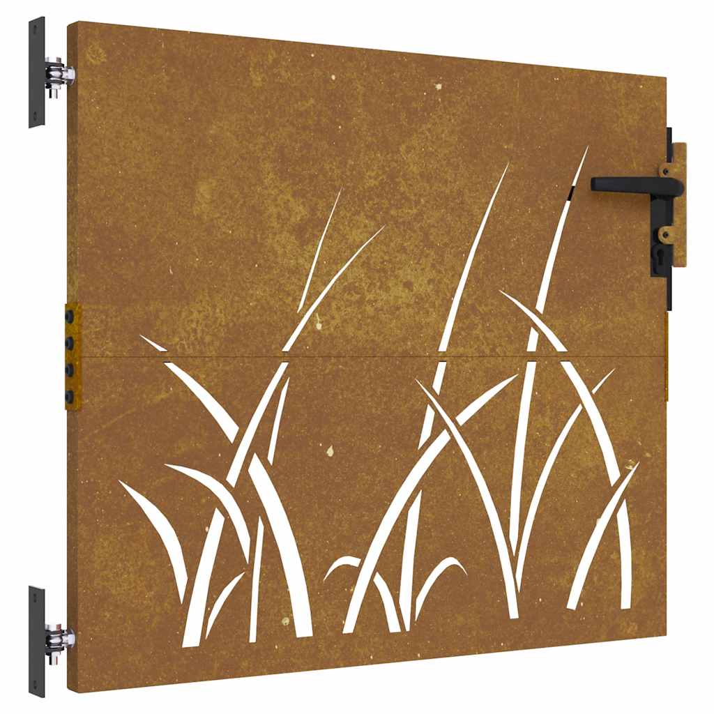 vidaXL Πόρτα Κήπου με Σχέδιο Χόρτου από Ατσάλι Corten 85x75 εκ.