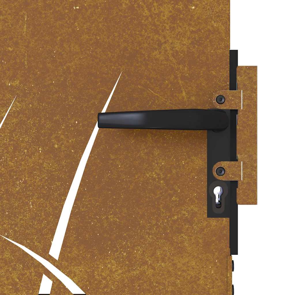 vidaXL Πόρτα Κήπου με Σχέδιο Χόρτου από Ατσάλι Corten 85x75 εκ.