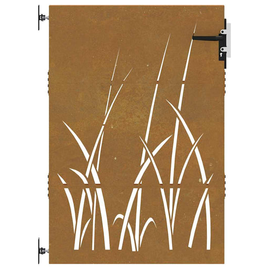 vidaXL Πόρτα Κήπου με Σχέδιο Χόρτου από Ατσάλι Corten 85x150 εκ.