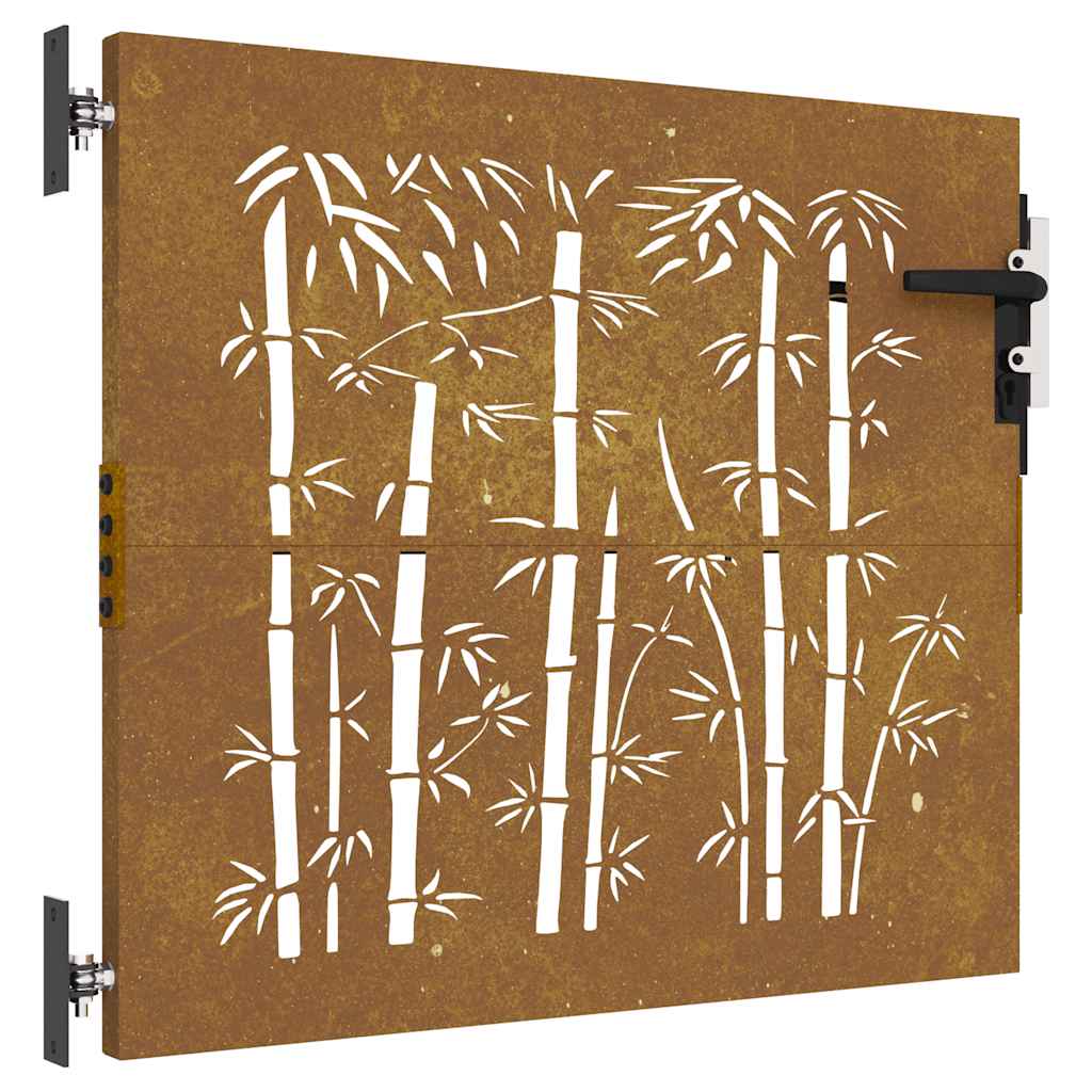 vidaXL Πύλη Κήπου με Σχέδιο Μπαμπού 85 x 100 εκ. από Ατσάλι Corten