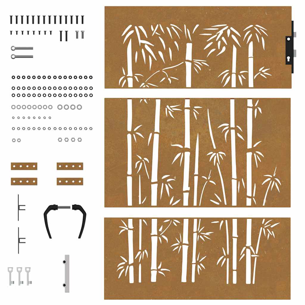 vidaXL Πύλη Κήπου με Σχέδιο Μπαμπού 85 x 150 εκ. από Ατσάλι Corten