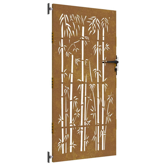 vidaXL Πύλη Κήπου με Σχέδιο Μπαμπού 85 x 200 εκ. από Ατσάλι Corten