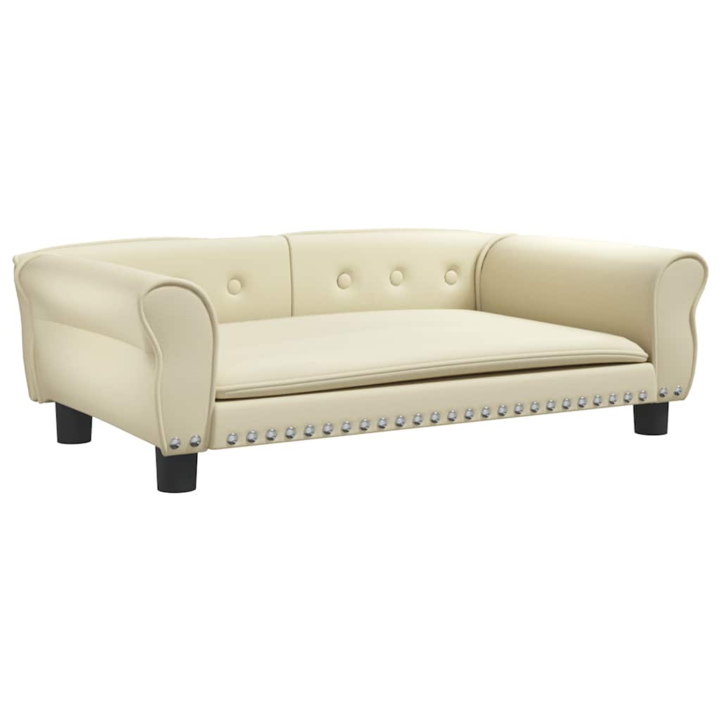 vidaXL Κρεβάτι Σκύλου Κρεμ 95 x 55 x 30 εκ. από Συνθετικό Δέρμα