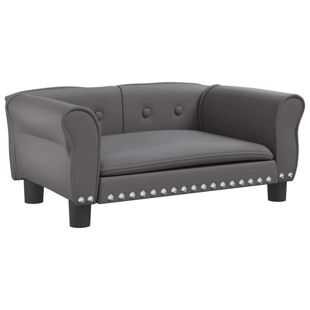 vidaXL Κρεβάτι Σκύλου Γκρι 70 x 45 x 30 εκ. από Συνθετικό Δέρμα