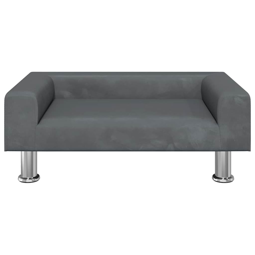 vidaXL Κρεβάτι Σκύλου Σκούρο Γκρι 70 x 45 x 26,5 εκ. Βελούδινο
