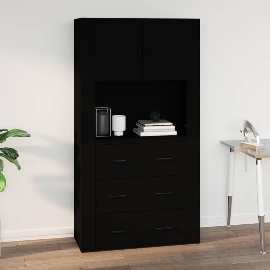 vidaXL Ντουλάπι Τοίχου Μαύρο 80x33x80 εκ. Επεξεργασμένο Ξύλο