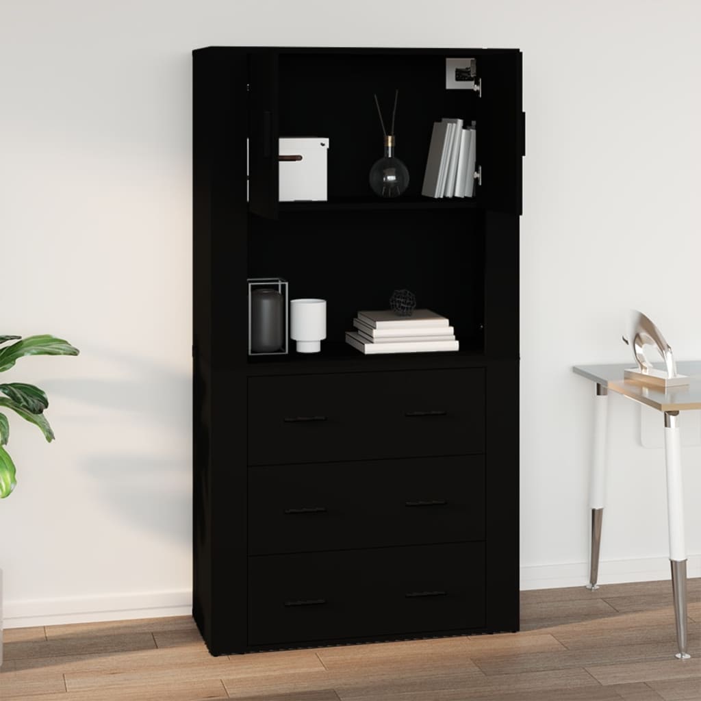 vidaXL Ντουλάπι Τοίχου Μαύρο 80x33x80 εκ. Επεξεργασμένο Ξύλο
