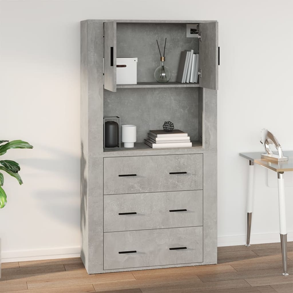 vidaXL Ντουλάπι Τοίχου Γκρι Σκυρ. 80x33x80 εκ. Επεξεργασμένο Ξύλο