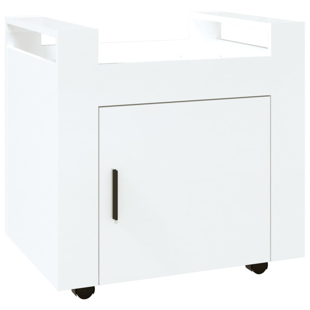 vidaXL Τρόλεϊ Γραφείου Γυαλ. Λευκό 60x45x60 εκ. από Επεξεργασμένο Ξύλο
