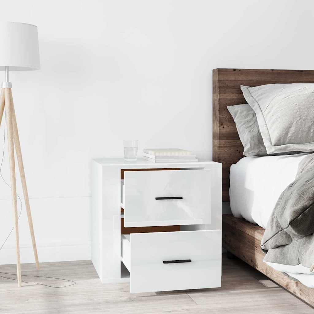vidaXL Κομοδίνα Γυαλιστερό Λευκό 50 x 39 x 47 εκ.