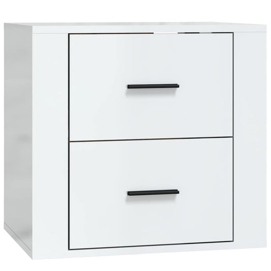 vidaXL Κομοδίνο Επιτοίχιο Γυαλιστερό Λευκό 50 x 36 x 47 εκ.