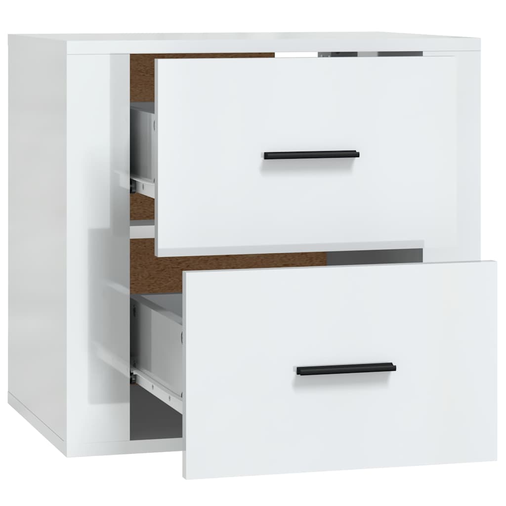 vidaXL Κομοδίνο Επιτοίχιο Γυαλιστερό Λευκό 50 x 36 x 47 εκ.