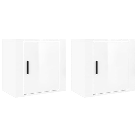 vidaXL Κομοδίνα Επιτοίχια 2 τεμ. Γυαλιστερό Λευκό 50x30x47 εκ.