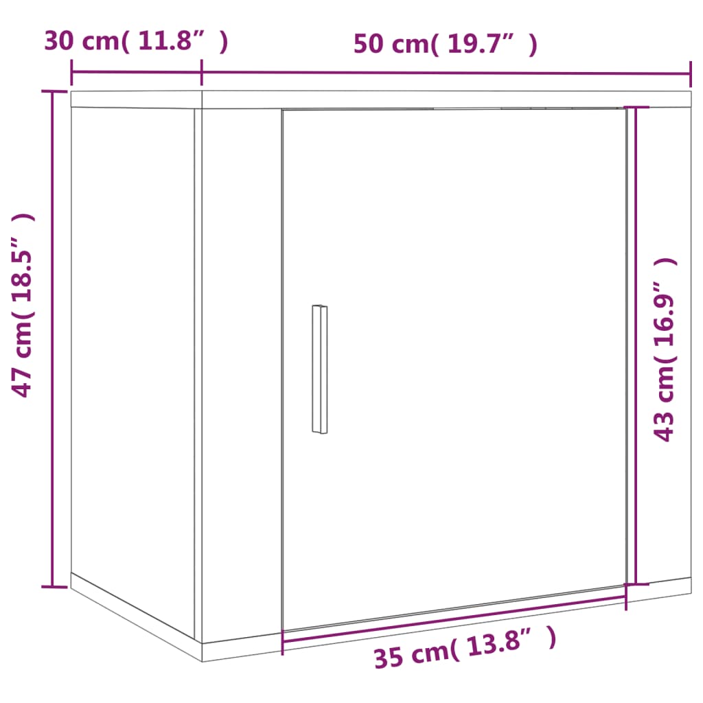 vidaXL Κομοδίνα Επιτοίχια Γκρι Sonoma 50x30x47 εκ.