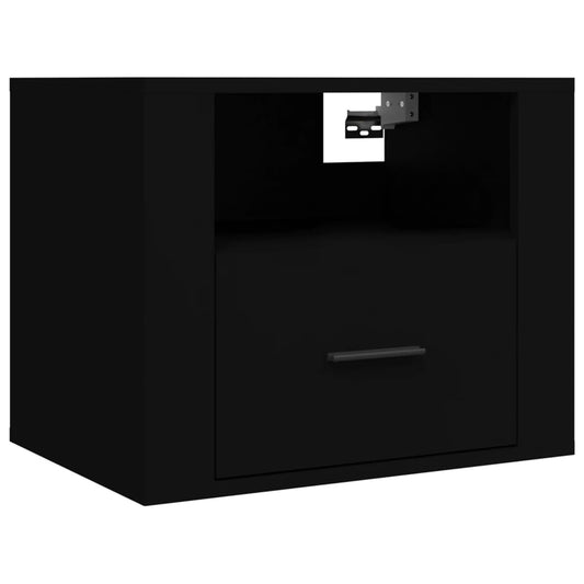 vidaXL Κομοδίνο Επιτοίχιο Μαύρα 50x36x40 εκ.