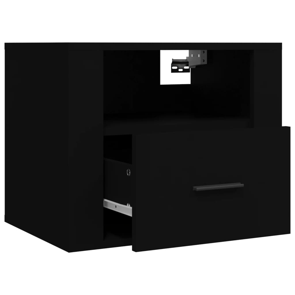 vidaXL Κομοδίνο Επιτοίχιο Μαύρα 50x36x40 εκ.