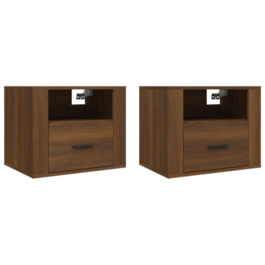 vidaXL Κομοδίνα Επιτοίχια 2 τεμ. Καφέ Δρυς 50x36x40 εκ.