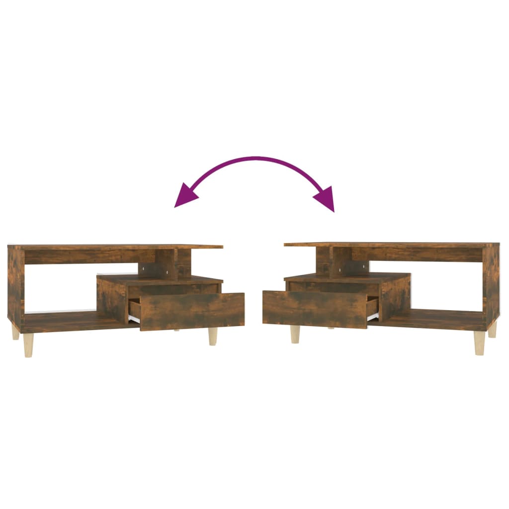 vidaXL Τραπεζάκι Σαλονιού Καπνιστή Δρυς 90x49x45 εκ. Επεξεργασμ. Ξύλο