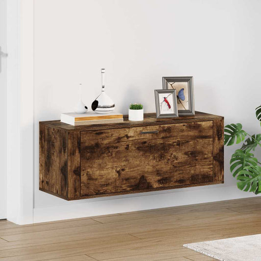 vidaXL Παπουτσοθήκη Επιτοίχια Καπνιστή Δρυς 100x35x38 εκ. Επεξ. Ξύλο