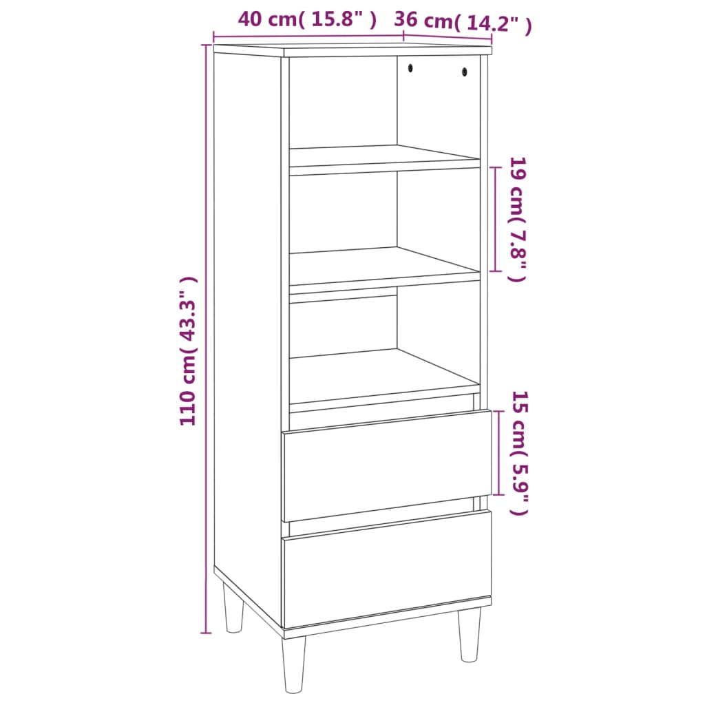 vidaXL Ντουλάπι Sonoma Δρυς 40x36x110 εκ. από Επεξεργασμένο Ξύλο