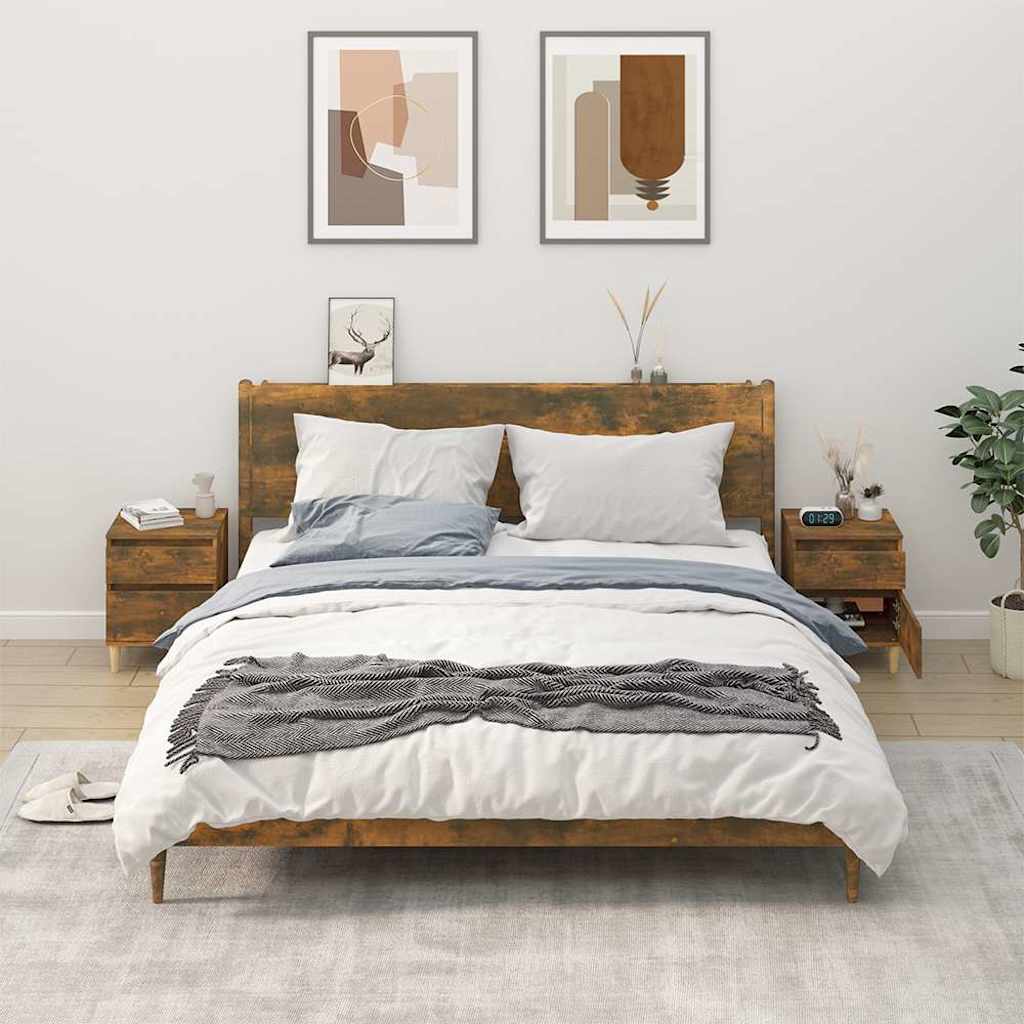 vidaXL Κομοδίνα 2 τεμ. Καπνιστή Δρυς 40 x 35 x 50 εκ.