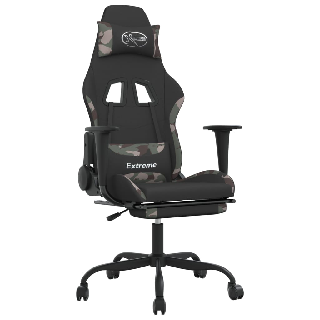 vidaXL Καρέκλα Gaming Μαύρο/Παραλλαγή Ύφασμα με Υποπόδιο