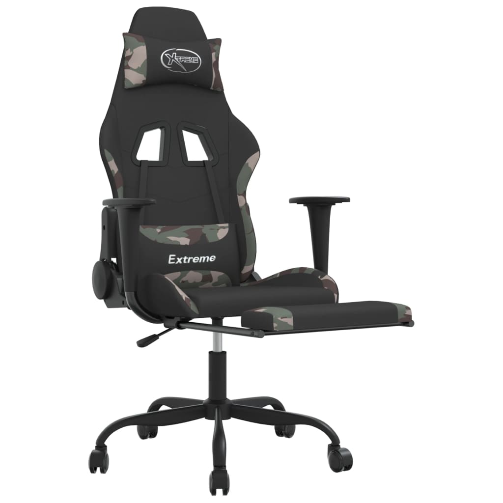 vidaXL Καρέκλα Gaming Μαύρο/Παραλλαγή Ύφασμα με Υποπόδιο