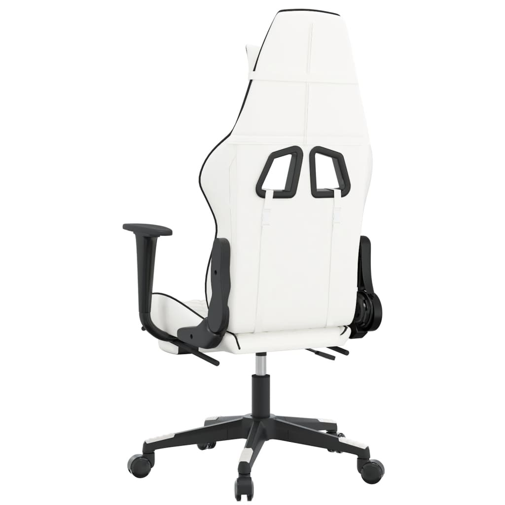 vidaXL Καρέκλα Gaming με Υποπόδιο Λευκό και Μαύρο από Συνθετικό Δέρμα