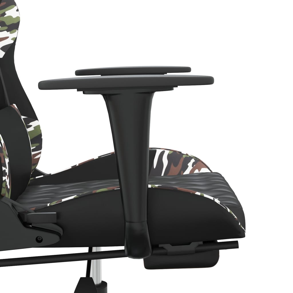 vidaXL Καρέκλα Gaming Μασάζ Υποπόδιο Μαύρο/Παραλλαγή Συνθετικό Δέρμα
