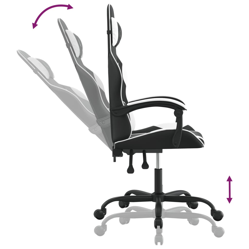 vidaXL Καρέκλα Gaming Μαύρο/Λευκό από Συνθετικό Δέρμα