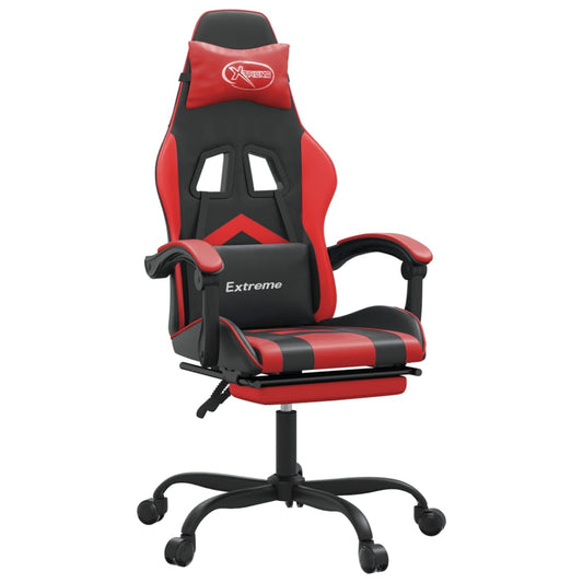 vidaXL Καρέκλα Gaming Μασάζ Υποπόδιο Μαύρο/Κόκκινο από Συνθετικό Δέρμα