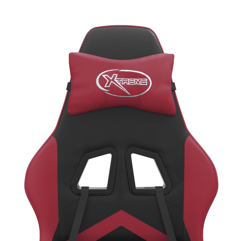 vidaXL Καρέκλα Gaming Μασάζ Υποπόδιο Μαύρο/Μπορντό από Συνθετικό Δέρμα