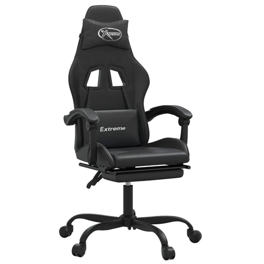 vidaXL Καρέκλα Gaming Μασάζ Υποπόδιο Μαύρο από Συνθετικό Δέρμα
