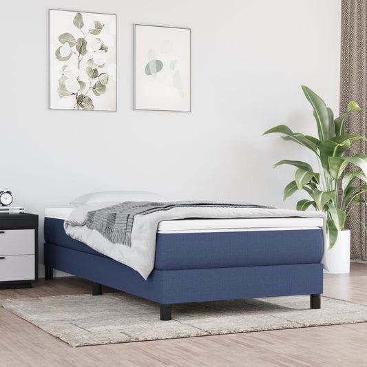 vidaXL Σκελετός Κρεβατιού με Ελατήρια Μπλε 90x190 εκ. Υφασμάτινο