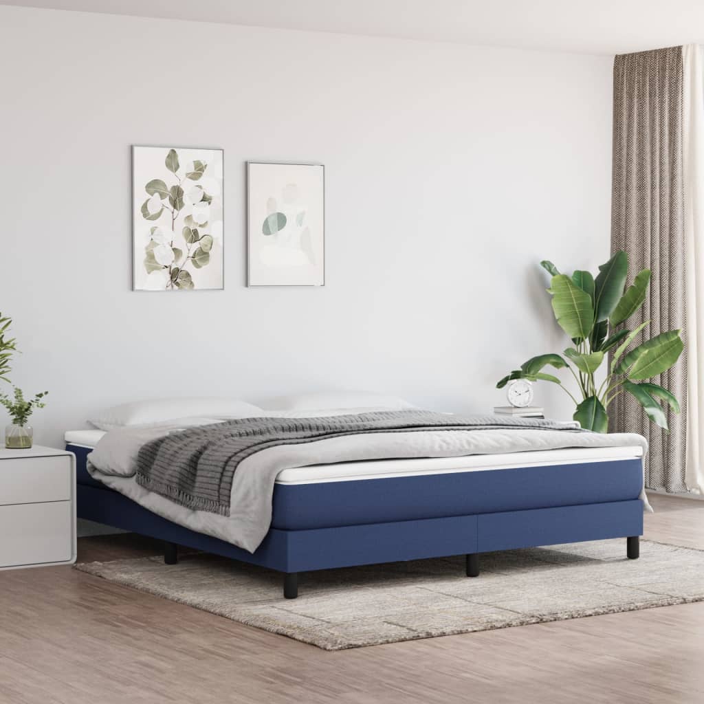 vidaXL Σκελετός Κρεβατιού με Ελατήρια Μπλε 160x200 εκ.Υφασμάτινο