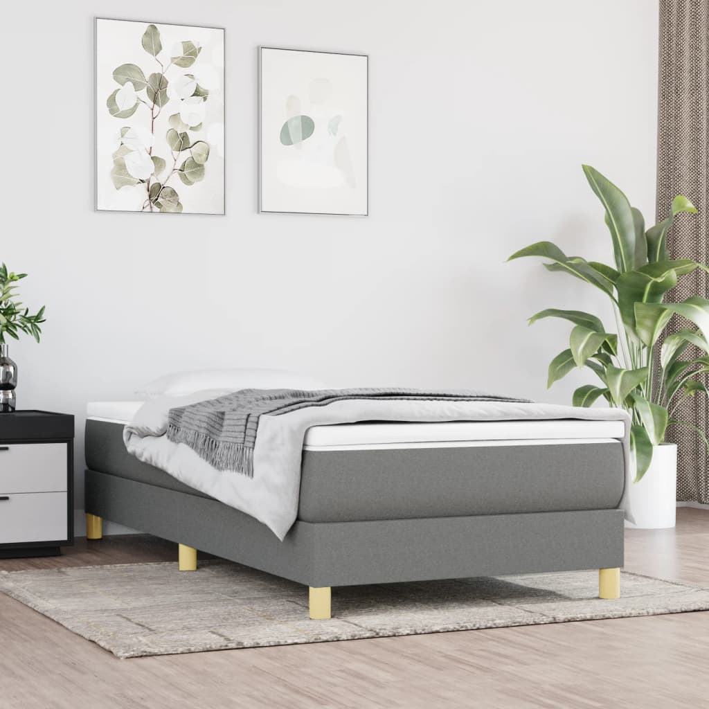 vidaXL Σκελετός Κρεβατιού με Ελατήρια Σκ. Γκρι 90x190 εκ. Υφασμάτινο
