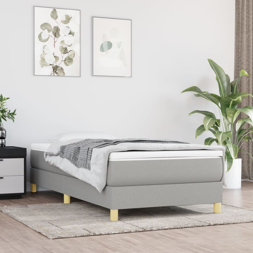 vidaXL Σκελετός Κρεβατιού με Ελατήρια Αν. Γκρι 90x200 εκ.Υφασμάτινο