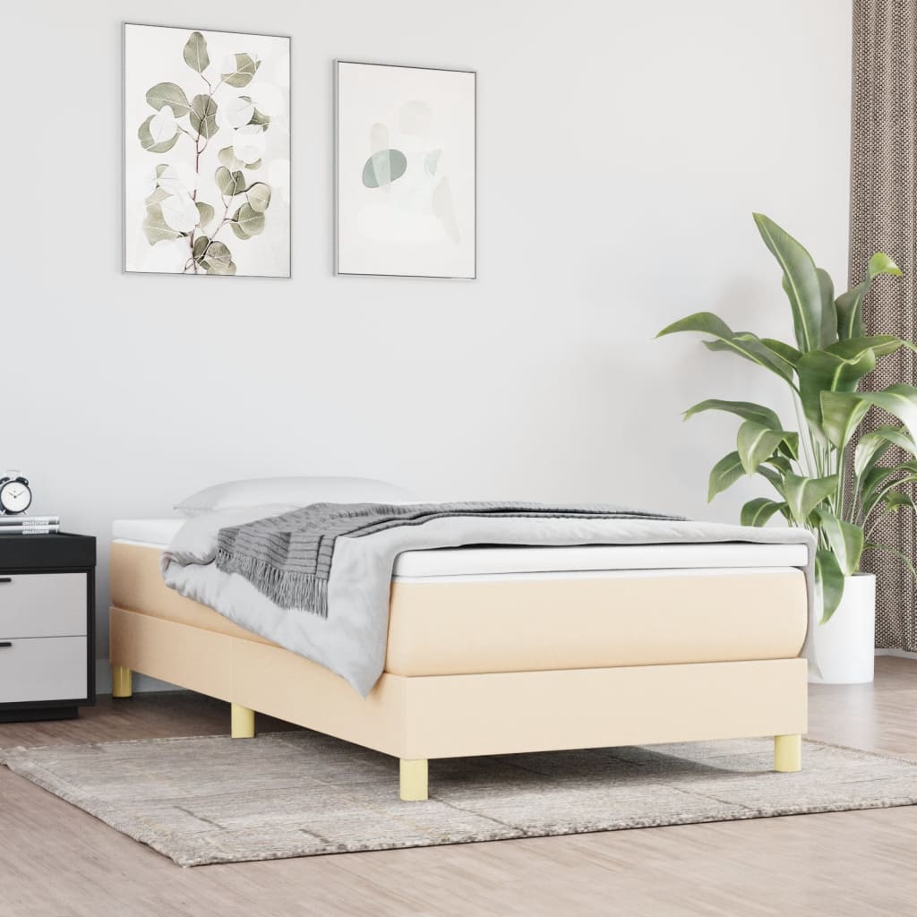 vidaXL Σκελετός Κρεβατιού με Ελατήρια Κρέμα 90x200 εκ. Υφασμάτινο