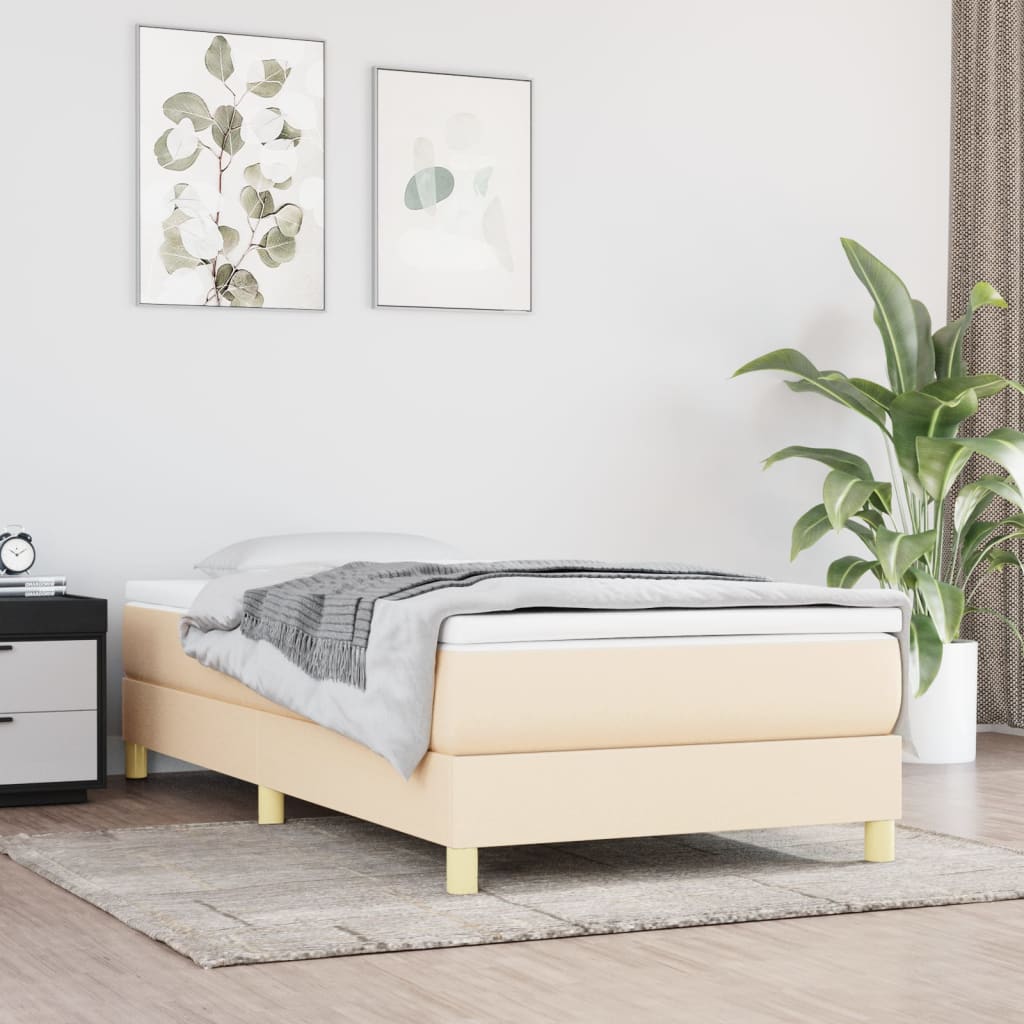 vidaXL Σκελετός Κρεβατιού με Ελατήρια Κρεμ 100 x 200 εκ. Υφασμάτινο
