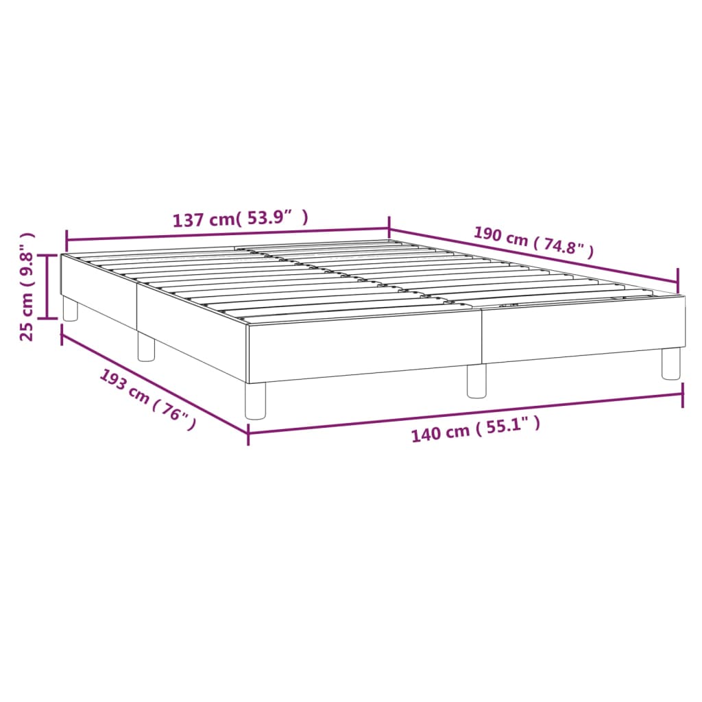 vidaXL Σκελετός Κρεβατιού με Ελατήρια Μαύρο 140x190 εκ. Υφασμάτινο