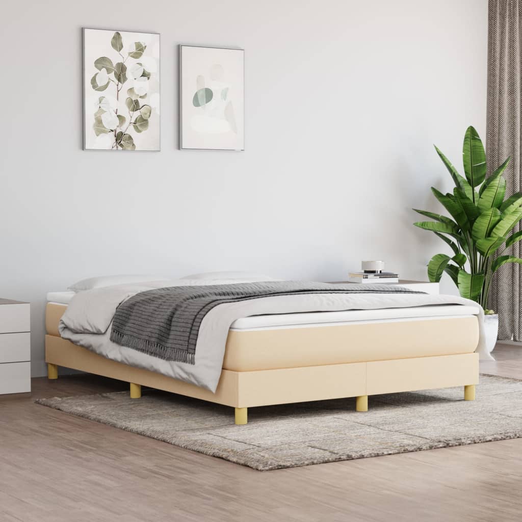 vidaXL Σκελετός Κρεβατιού με Ελατήρια Κρεμ 140x190 εκ. Υφασμάτινο