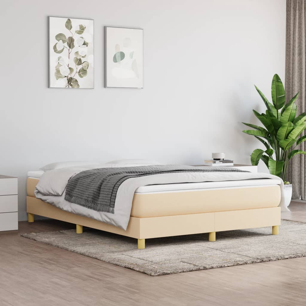 vidaXL Σκελετός Κρεβατιού με Ελατήρια Κρεμ 140x200 εκ.Υφασμάτινο