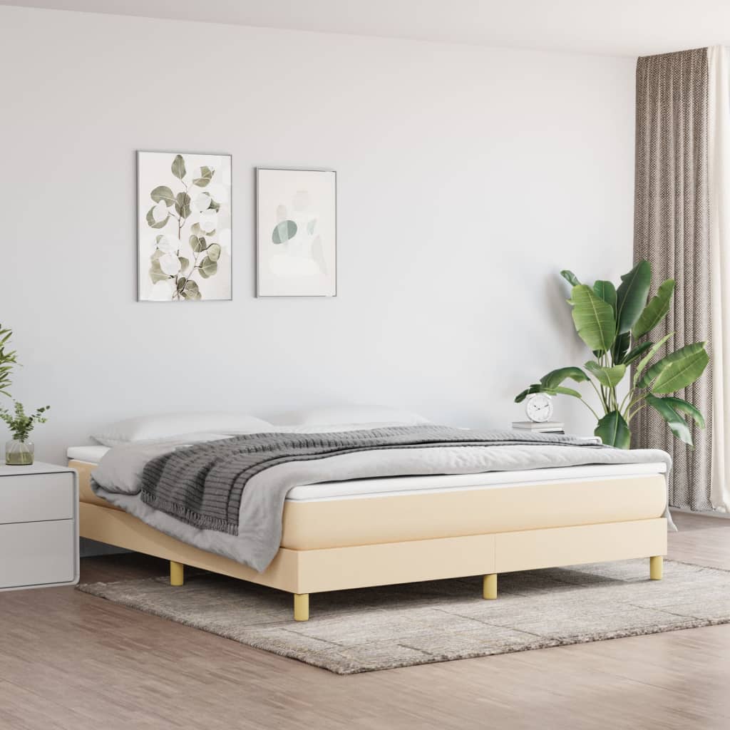 vidaXL Σκελετός Κρεβατιού με Ελατήρια Κρεμ 180x200 εκ. Υφασμάτινο