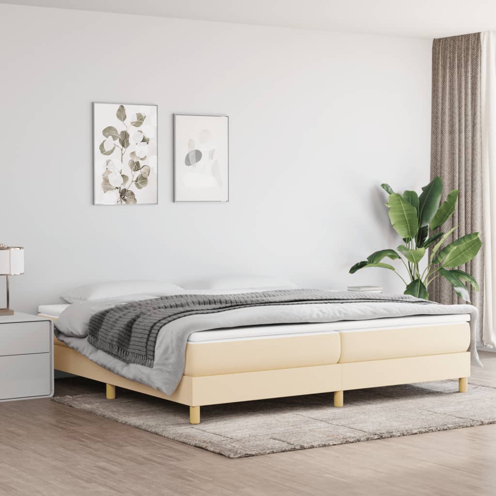vidaXL Σκελετός Κρεβατιού με Ελατήρια Κρεμ 200x200 εκ. Υφασμάτινο