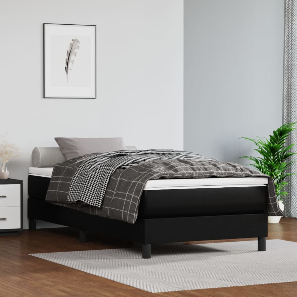 vidaXL Σκελετός Κρεβατιού με Ελατήρια Μαύρο 90x200 εκ. από Συνθετικό Δέρμα