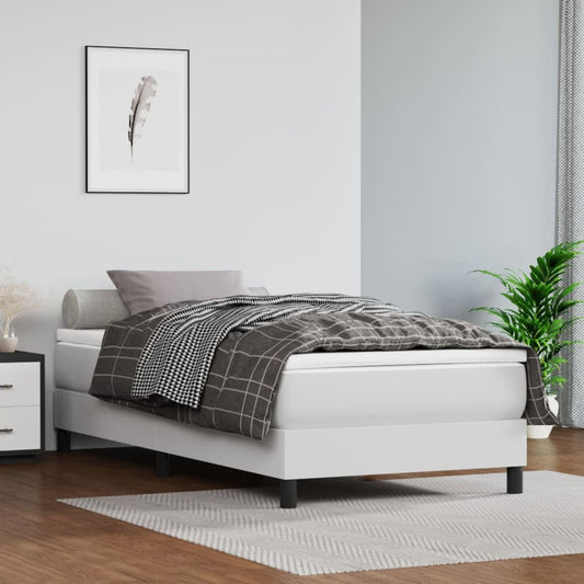 vidaXL Σκελετός Κρεβατιού με Ελατήρια Λευκό 90x200 εκ. από Συνθετικό Δέρμα