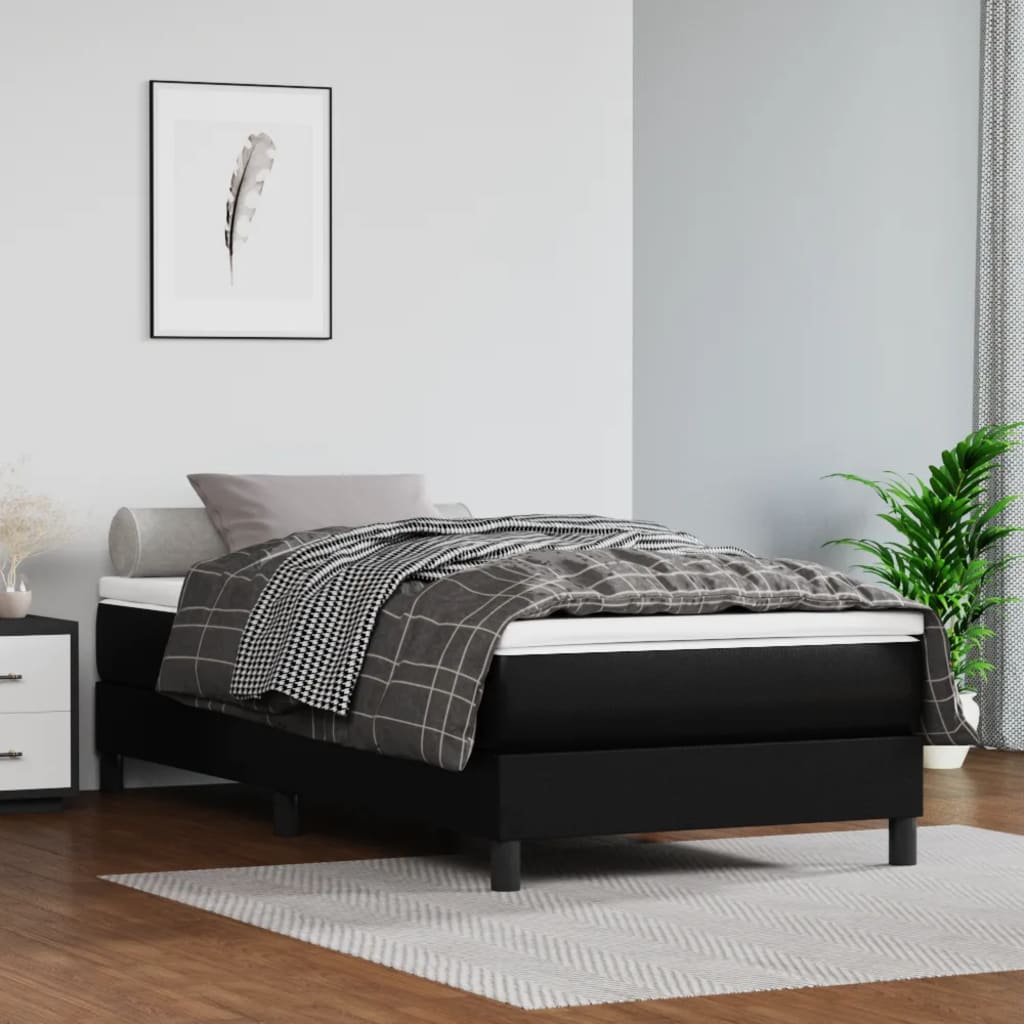 vidaXL Σκελετός Κρεβατιού με Ελατήρια Μαύρο 100x200 εκ. από Συνθετικό Δέρμα