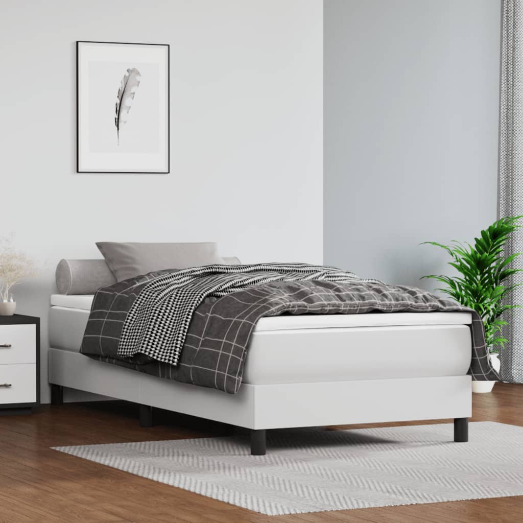 vidaXL Σκελετός Κρεβατιού με Ελατήρια Λευκό 100x200 εκ. από Συνθετικό Δέρμα